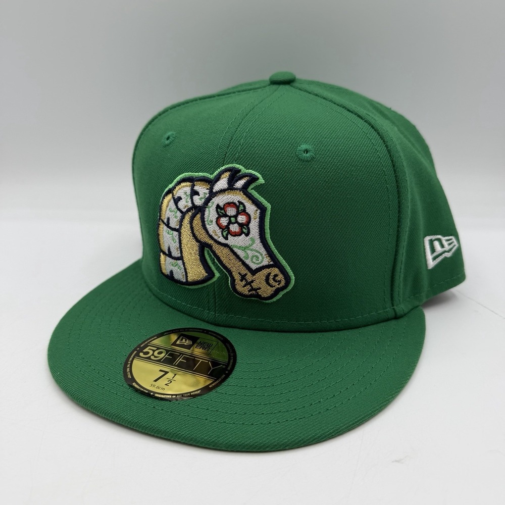 New Era 59Fifty‎ Charlotte Knights Hat Cap 7 1/2 Green Copa De La Diversion MILB